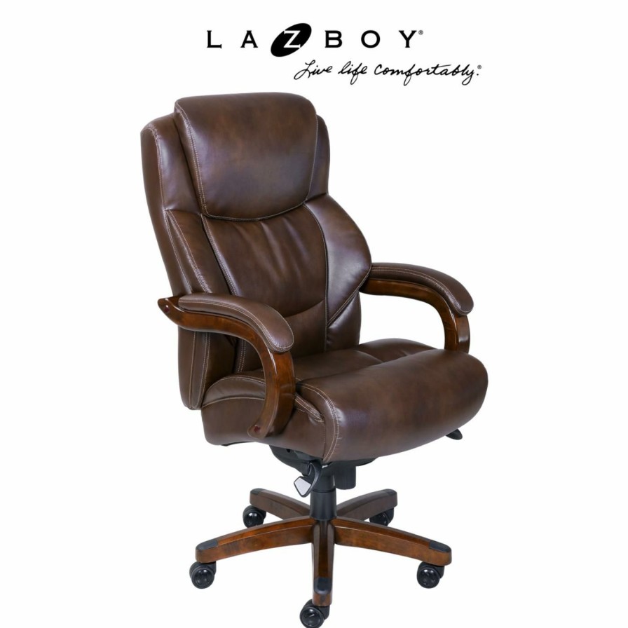 Office Chairs * | Deals Executive Chairs La-Z-Boy Delano Big And Tall Executive Office Chair Chestnut