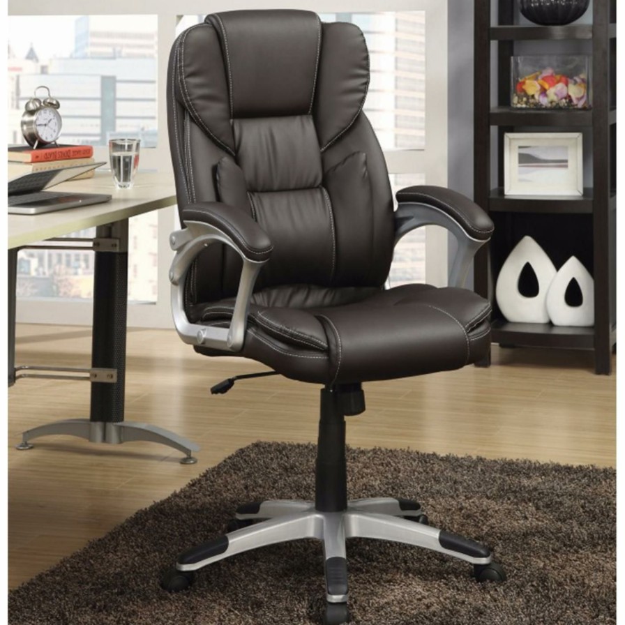 Office Chairs * | Deals Executive Chairs Benzara Executive High-Back Office Chair Dark Brown