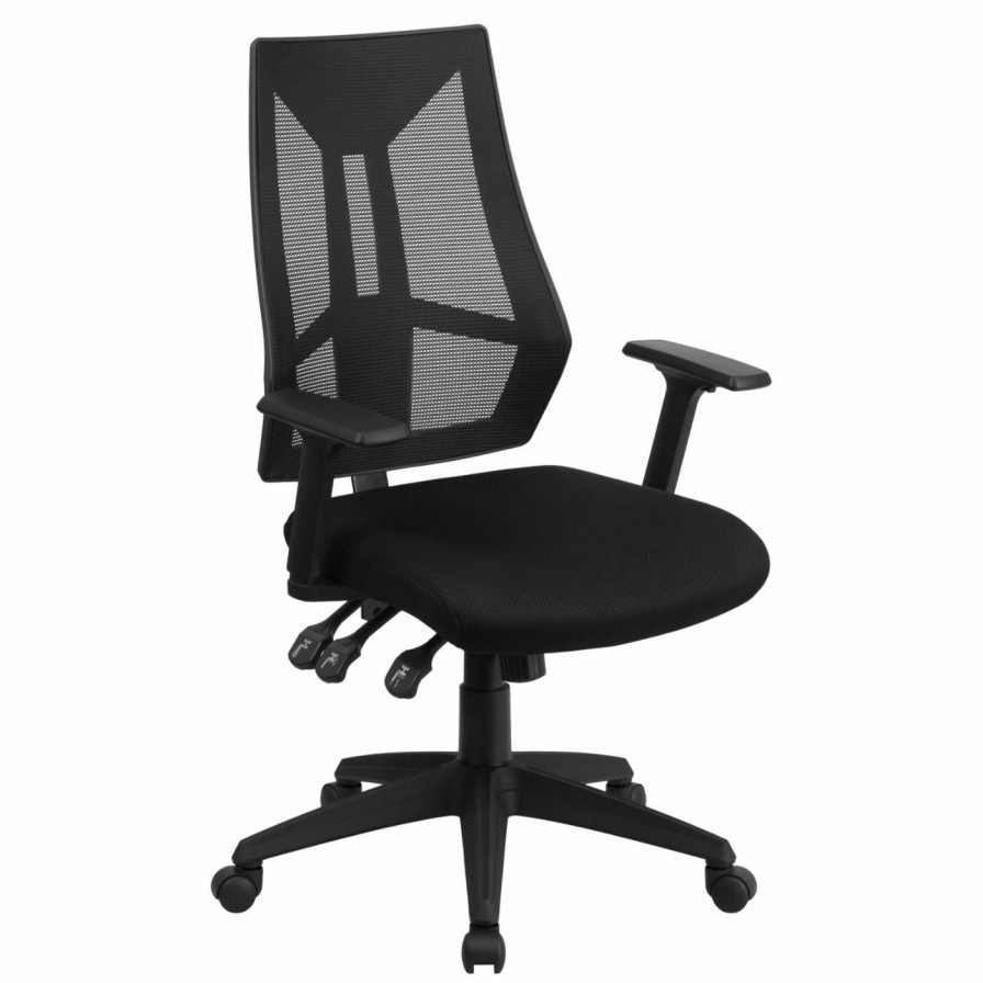 Task Chairs * | Deals Task Chairs Flash Furniture High Back Mesh Multi-Functional Task Chair With Adjustable Arms