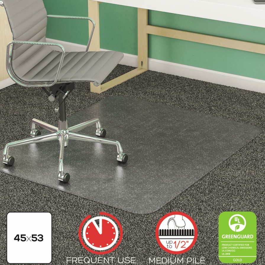 Computer Chair Mats * | Deals Computer Chair Mats Deflect-O 45 X 53 Supermat Beveled Clear Chair Mat For Medium Pile Carpet