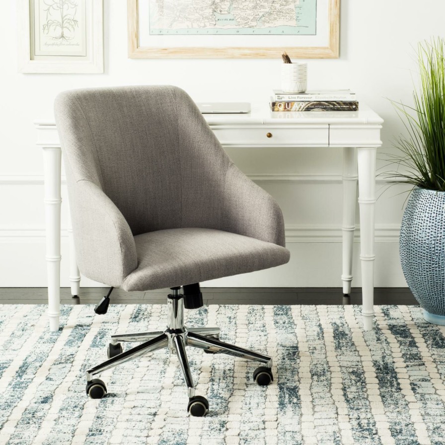 Office Chairs * | Budget Executive Chairs Safavieh Adrienne Fabric Chrome Leg Swivel Office Chair