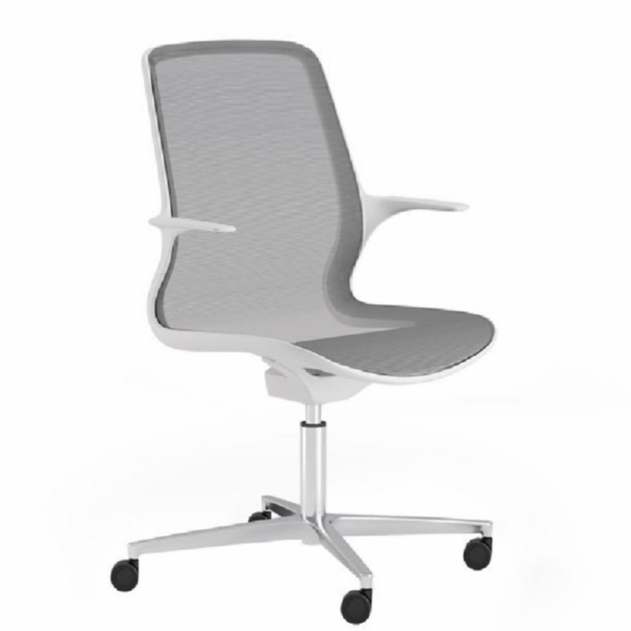 Task Chairs * | Deals Task Chairs Leick Home Teramo Ergonomic Mesh Office Chair White