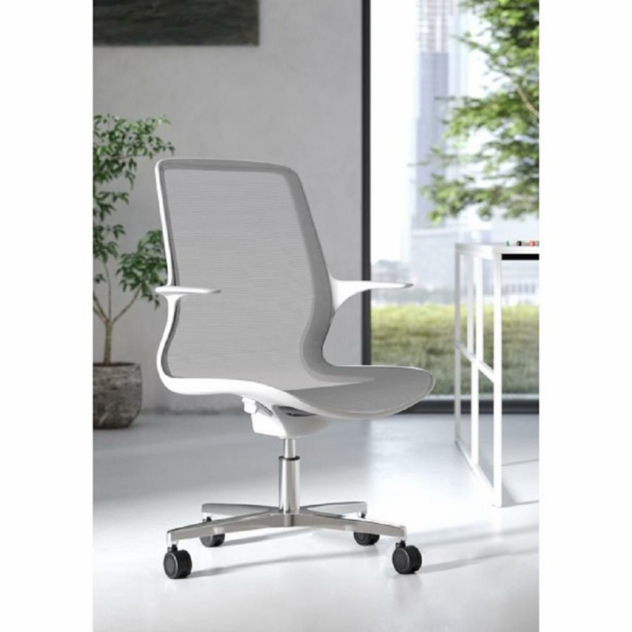 Task Chairs * | Deals Task Chairs Leick Home Teramo Ergonomic Mesh Office Chair White