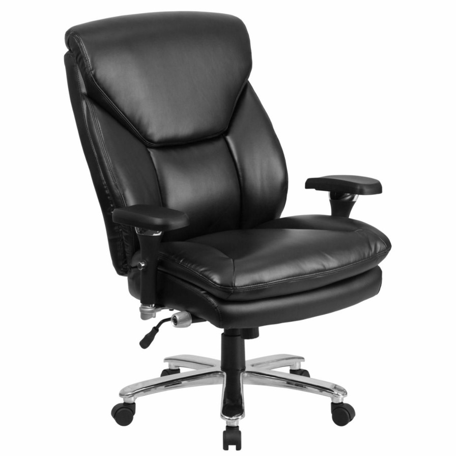 Office Chairs * | Flash Sale Executive Chairs Flash Furniture Hercules Series Leather Executive Swivel Chair With Lumbar Support Knob