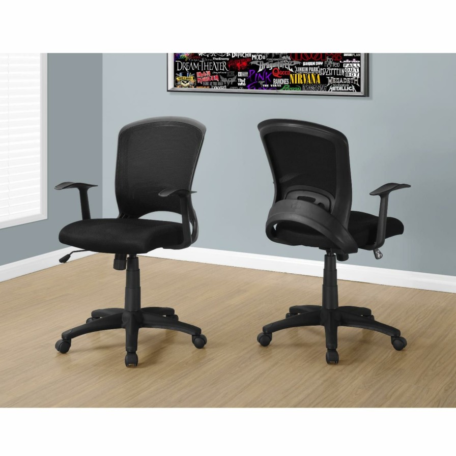 Task Chairs * | Deals Task Chairs Monarch Specialties Adjustable Height Mid-Back Mesh Office Chair Black