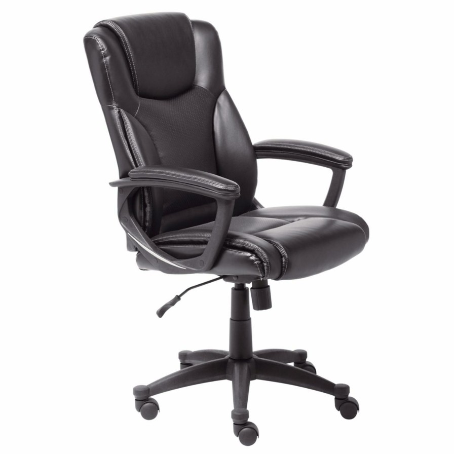 Office Chairs * | Flash Sale Executive Chairs Serta Supple Bonded Leather Executive Office Chair Black