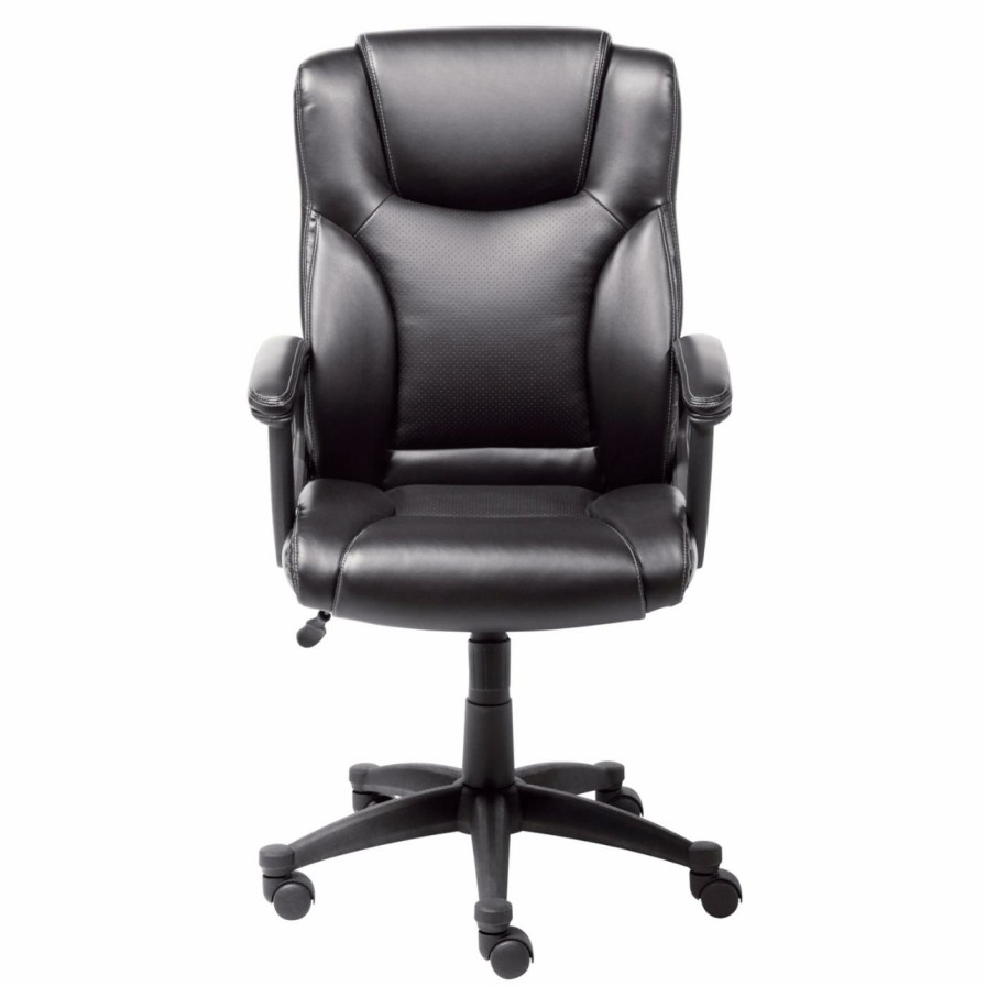 Office Chairs * | Flash Sale Executive Chairs Serta Supple Bonded Leather Executive Office Chair Black