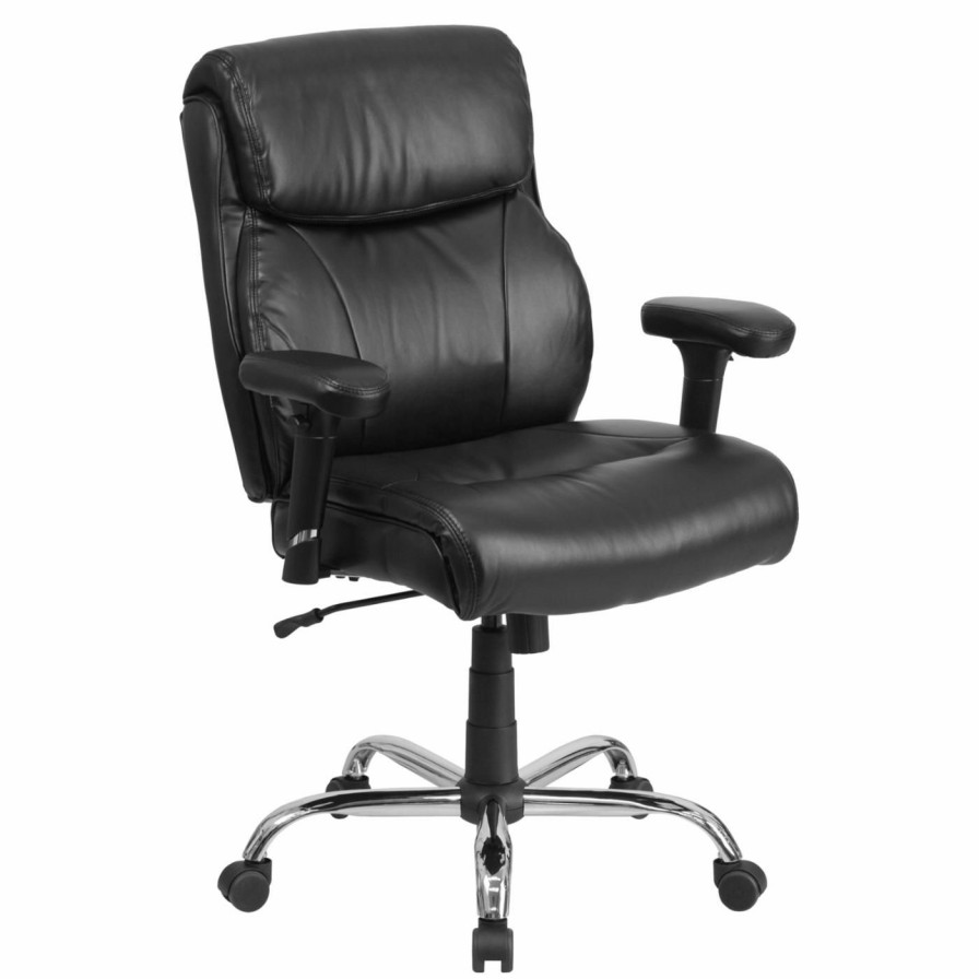 Office Chairs * | Best Pirce Executive Chairs Flash Furniture Hercules Series Big & Tall Leather Swivel Task Chair With Height Adjustable Arms