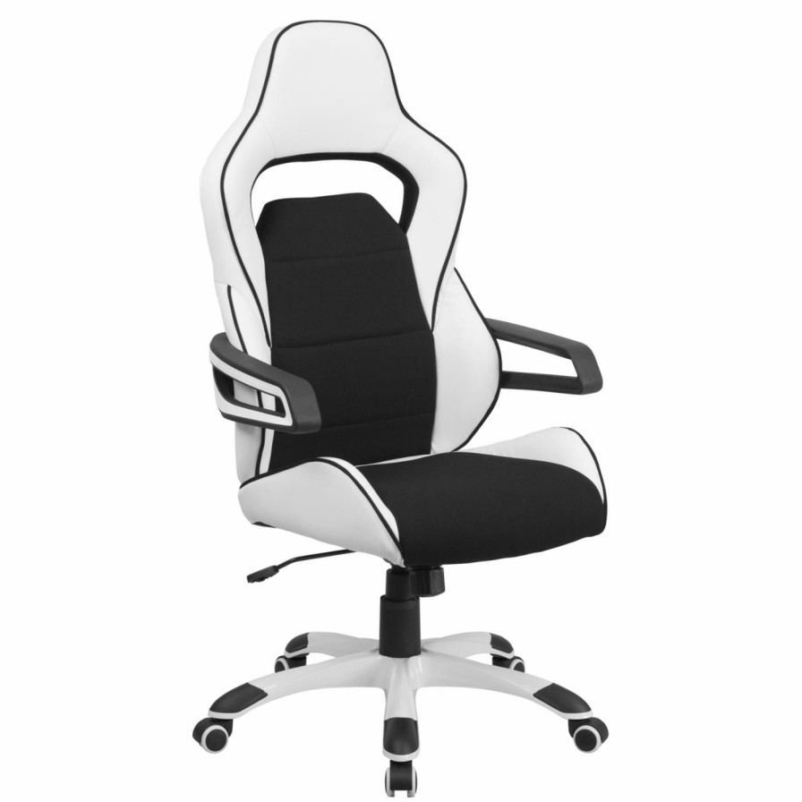 Office Chairs * | Buy Executive Chairs Flash Furniture High Back Vinyl Executive Swivel Office Chair With Black Fabric Inserts