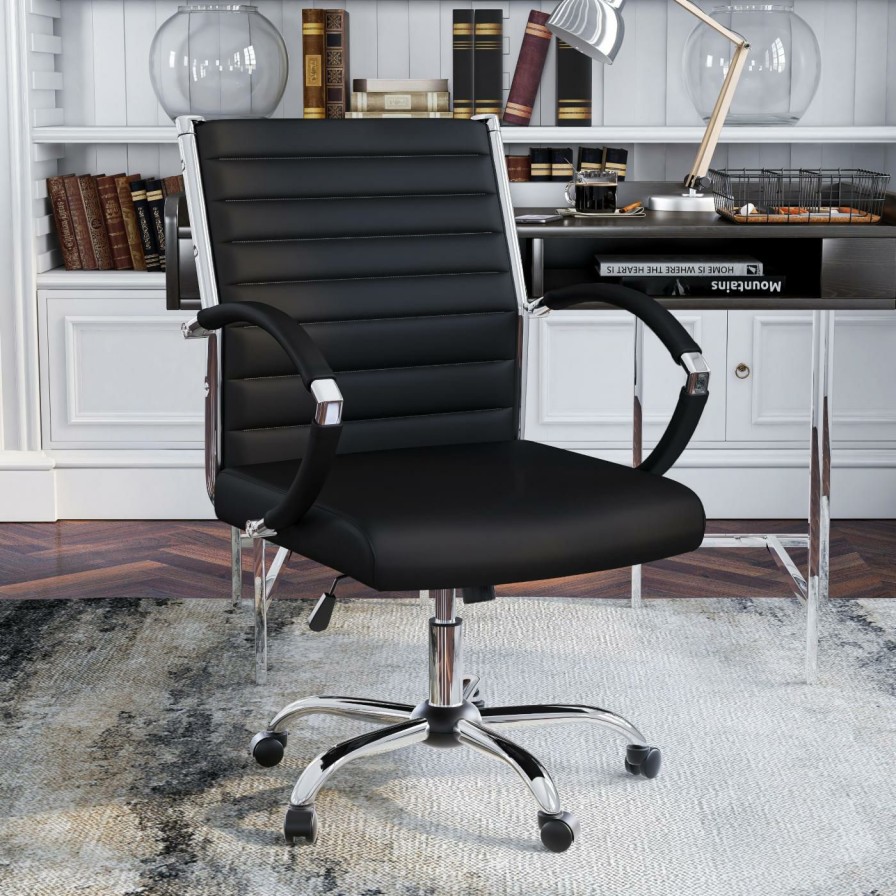 Task Chairs * | Outlet Task Chairs Furniture Of America Sefton Modern Faux Leather Swivel Office Chair 43 In.