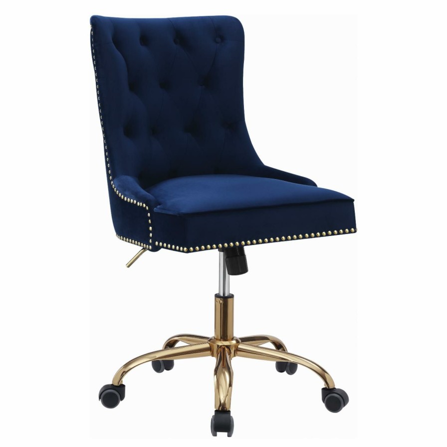 Office Chairs * | Top 10 Executive Chairs Coaster Furniture Glam Tufted Velvet Nailhead Trim Executive Desk Chair