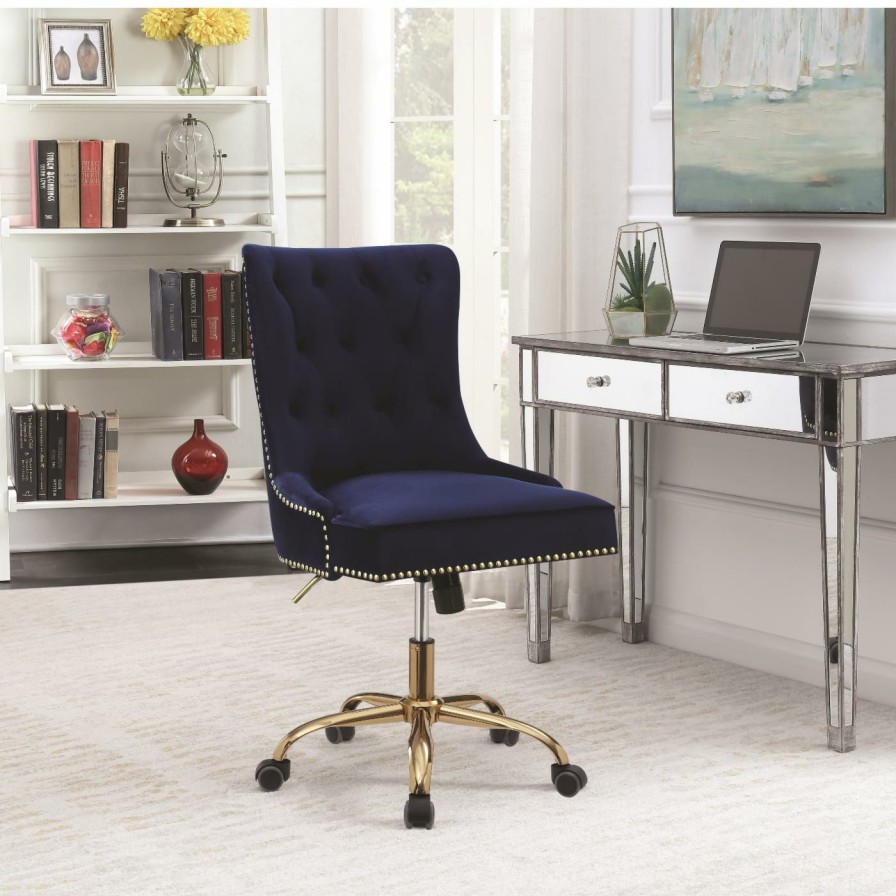 Office Chairs * | Top 10 Executive Chairs Coaster Furniture Glam Tufted Velvet Nailhead Trim Executive Desk Chair