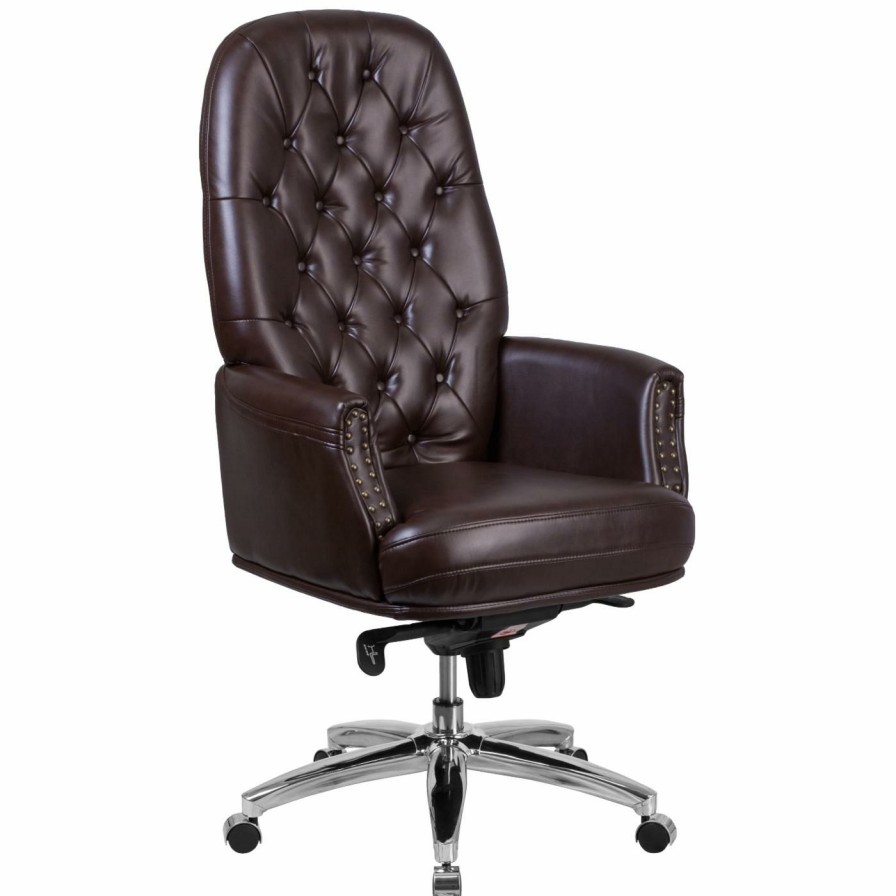 Office Chairs * | Coupon Executive Chairs Flash Furniture High Back Leather Multifunction Executive Chair White