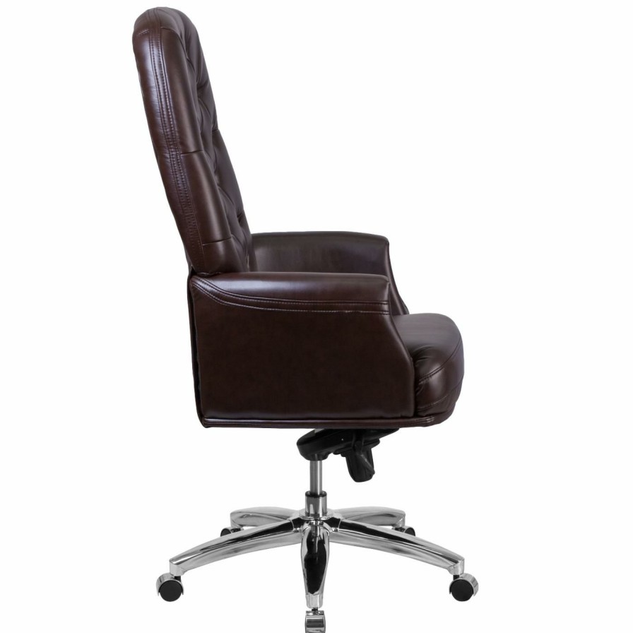 Office Chairs * | Coupon Executive Chairs Flash Furniture High Back Leather Multifunction Executive Chair White