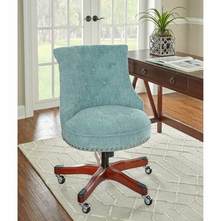 Office Chairs * | New Executive Chairs Linon Sinclair Executive Office Chair With Nailhead Trim