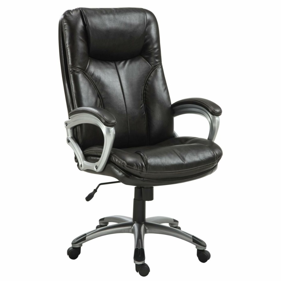 Office Chairs * | New Executive Chairs Serta Puresoft Faux Leather Executive Big & Tall Office Chair Roasted Chestnut