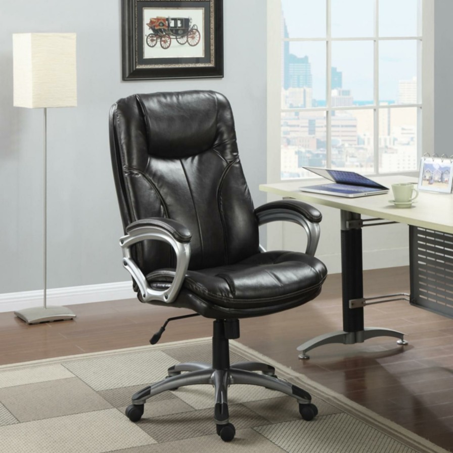 Office Chairs * | New Executive Chairs Serta Puresoft Faux Leather Executive Big & Tall Office Chair Roasted Chestnut