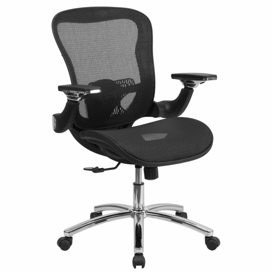 Task Chairs * | Brand New Task Chairs Flash Furniture Mid-Back Mesh Executive Swivel Office Chair With Synchro-Tilt And Height Adjustable Flip-Up Arms