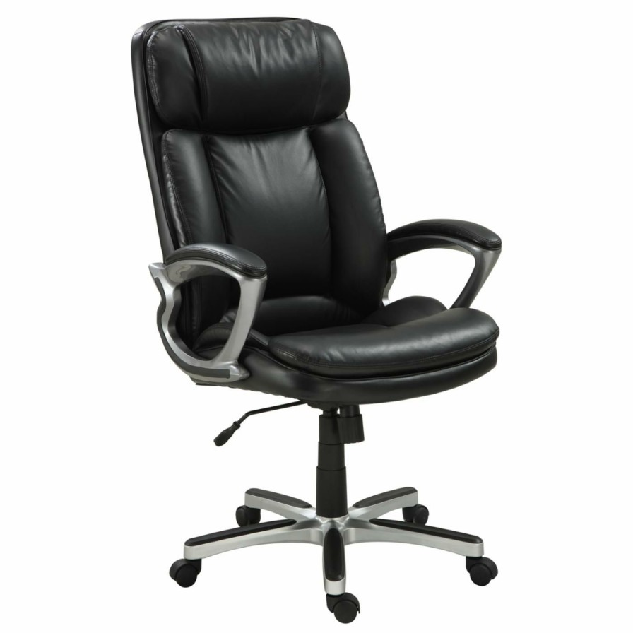 Office Chairs * | Outlet Executive Chairs Serta Puresoft Faux Leather Executive Big & Tall Office Chair Smooth Black