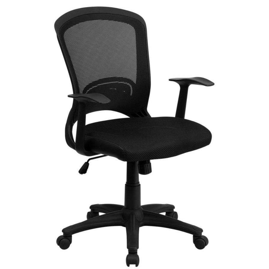 Task Chairs * | Best Pirce Task Chairs Flash Furniture Mid-Back Mesh Swivel Task Chair With Mesh Padded Seat