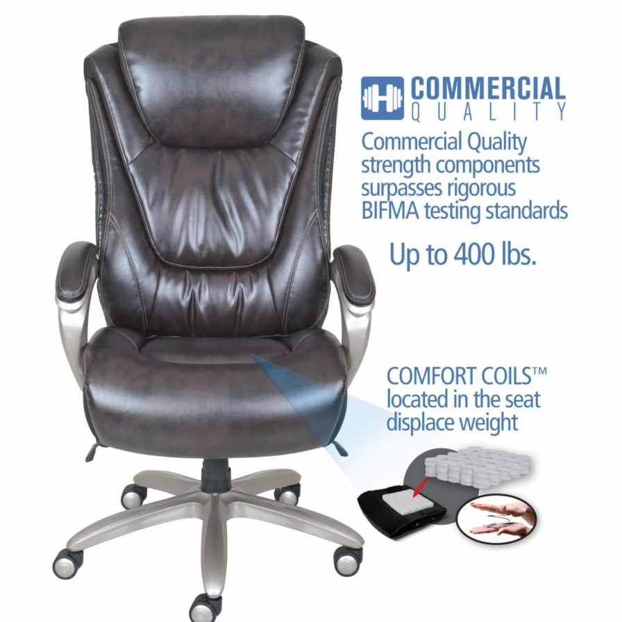 Task Chairs * | Best Deal Task Chairs Serta Smart Layers Big And Tall Executive Leather Office Chair Blissfully