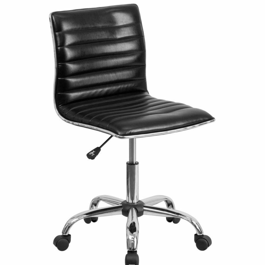 Task Chairs * | Deals Task Chairs Flash Furniture Low Back Armless Ribbed Designer Swivel Task Chair