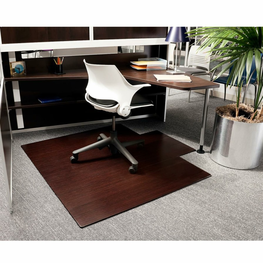 Computer Chair Mats * | Deals Computer Chair Mats Anji Mountain Deluxe Bamboo Roll-Up Chair Mat Dark Cherry