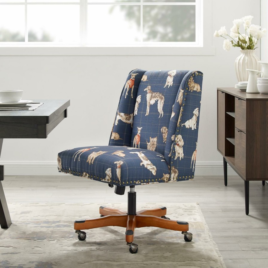 Task Chairs * | Top 10 Task Chairs Linon Draper Dog Office Task Chair Navy