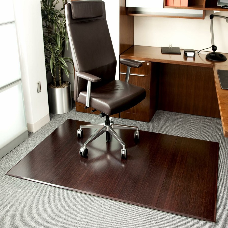 Computer Chair Mats * | Best Deal Computer Chair Mats Anji Mountain Dark Cherry Bamboo Tri-Fold Office Chair Mat