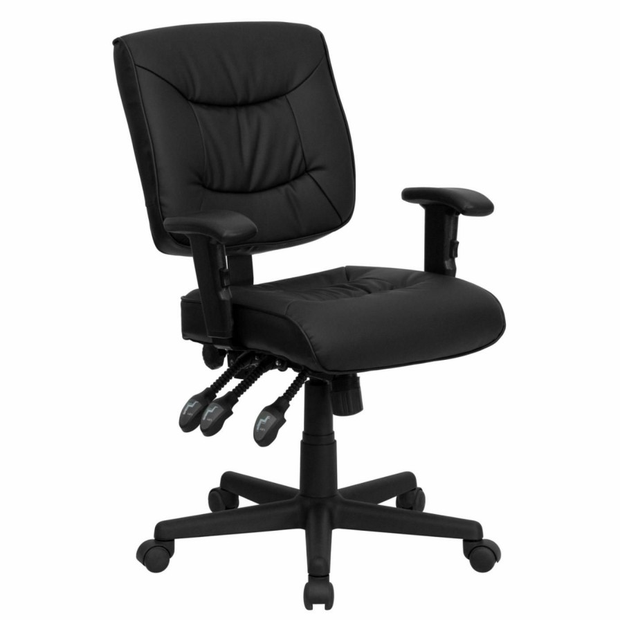 Task Chairs * | Best Deal Task Chairs Flash Furniture Mid-Back Multi-Functional Task Chair Black