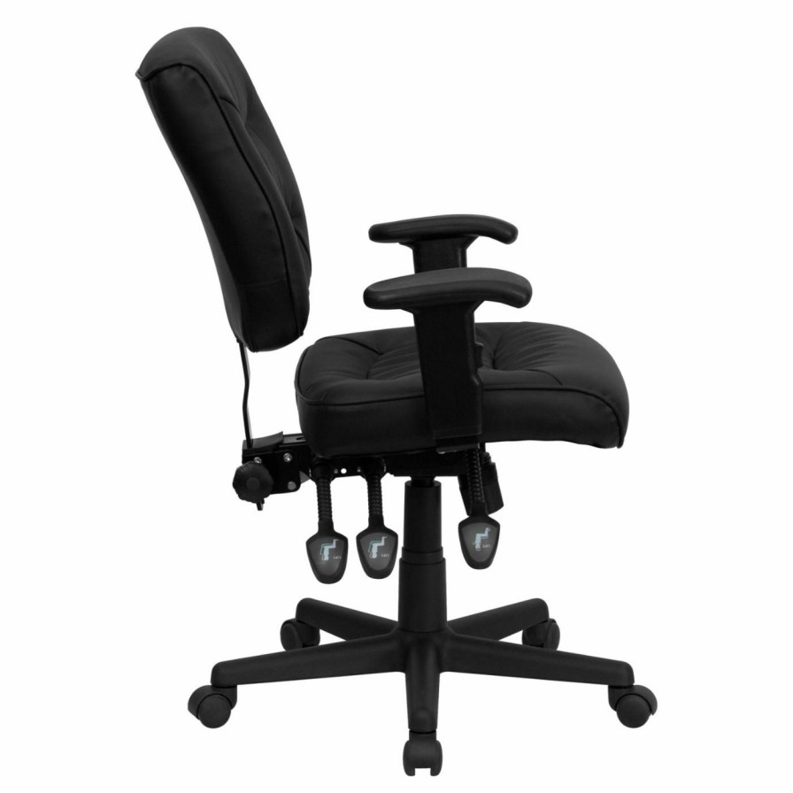 Task Chairs * | Best Deal Task Chairs Flash Furniture Mid-Back Multi-Functional Task Chair Black