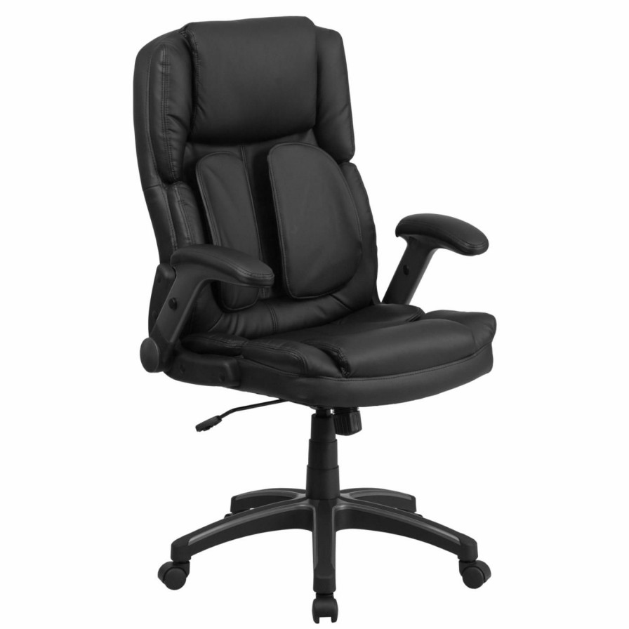 Office Chairs * | Best Deal Executive Chairs Flash Furniture Extreme Comfort High Back Leather Executive Swivel Office Chair With Flip-Up Arms