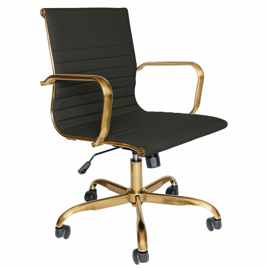 Task Chairs * | Hot Sale Task Chairs Leisuremod Harris Gold Frame Office Chair