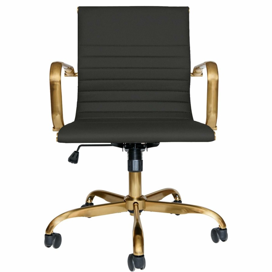 Task Chairs * | Hot Sale Task Chairs Leisuremod Harris Gold Frame Office Chair