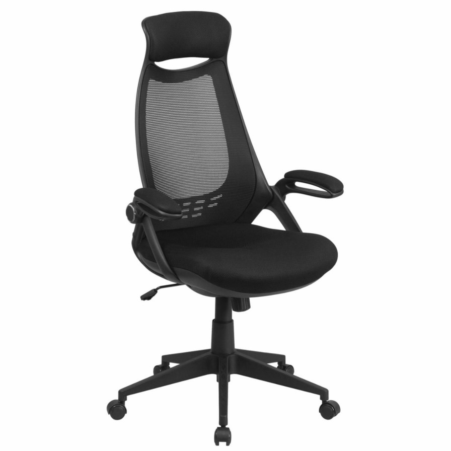 Office Chairs * | New Executive Chairs Flash Furniture High Back Mesh Executive Swivel Office Chair With Flip-Up Arms