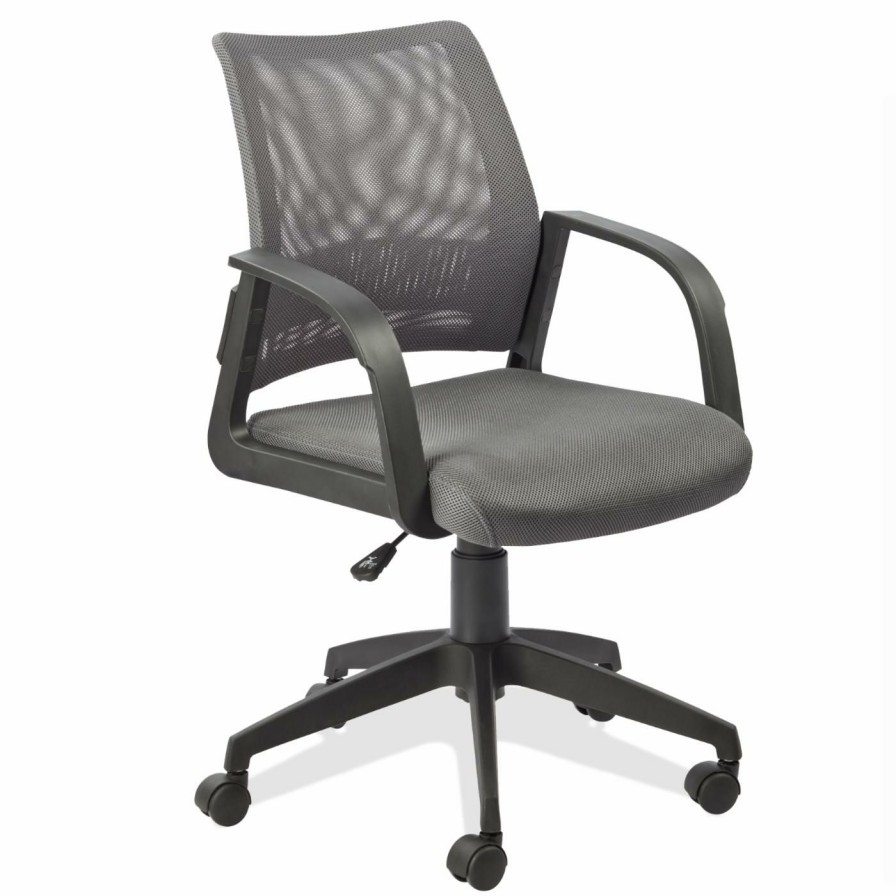 Office Chairs * | Outlet Executive Chairs Leick Home Adjustable Height Mesh Back Office Desk Chair, Gray