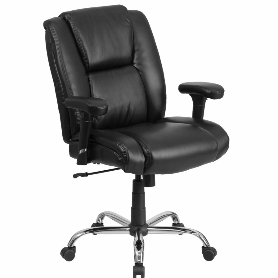 Task Chairs * | Promo Task Chairs Flash Furniture Hercules Series Big & Tall Leather Swivel Task Chair With Height Adjustable Arms