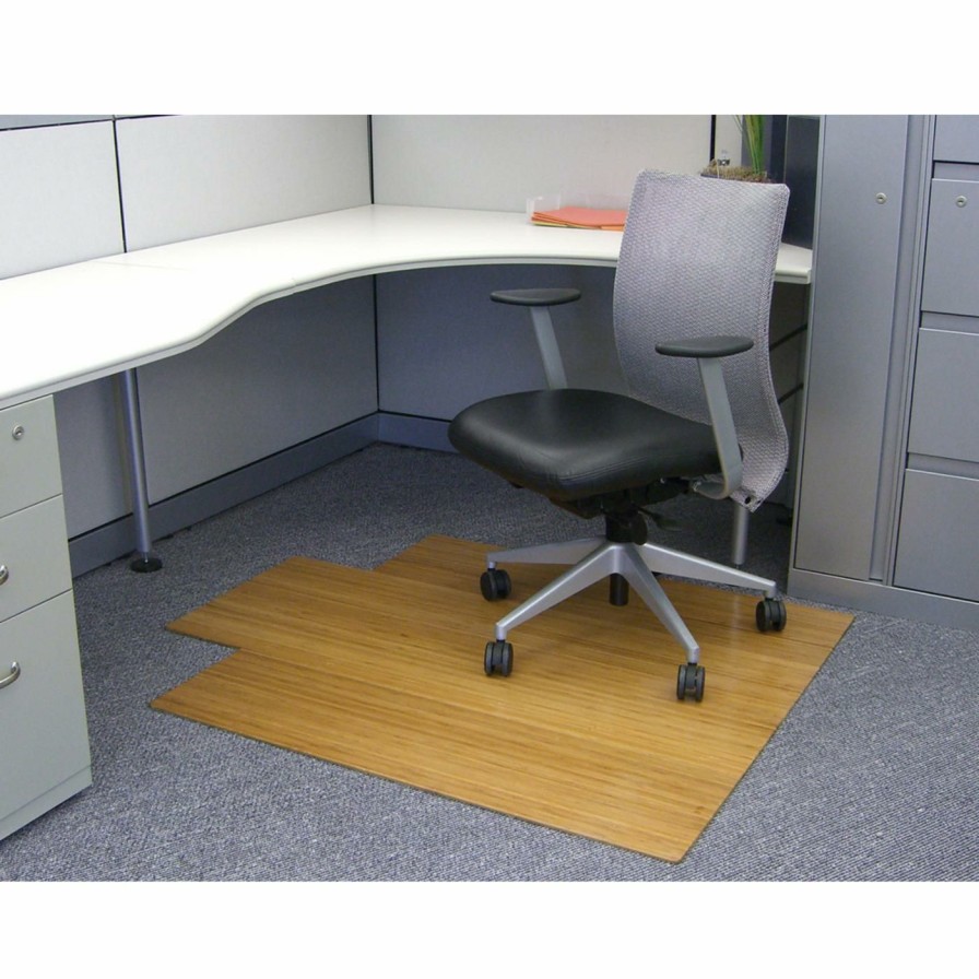 Computer Chair Mats * | Best Deal Anji Mountain Computer Chair Mats Natural 44 X 52 Bamboo Roll-Up Office Chair Mat