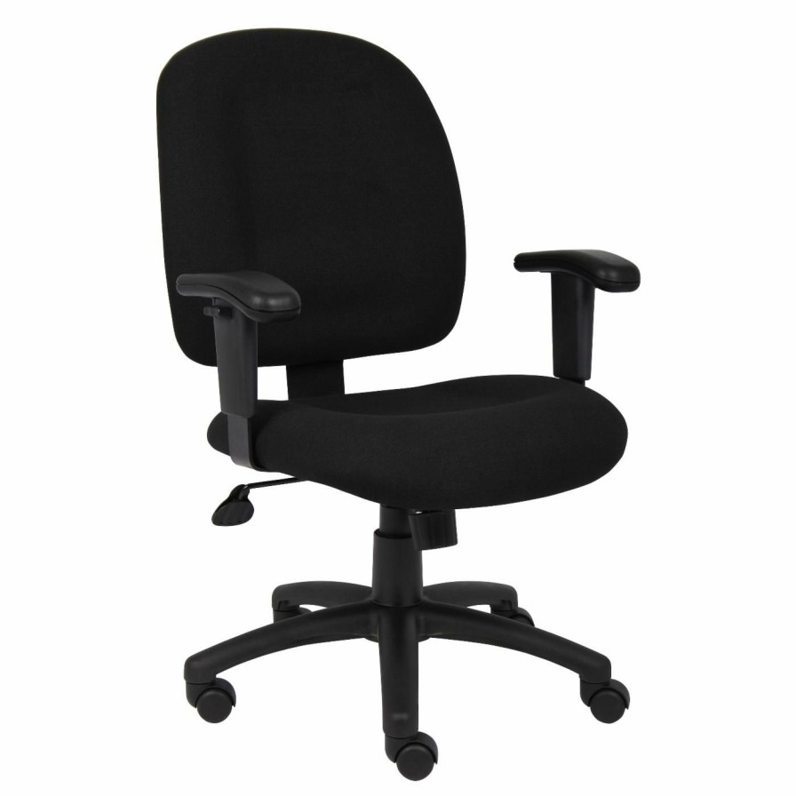 Task Chairs * | Deals Task Chairs Boss Task Chair With Adjustable Arms Black