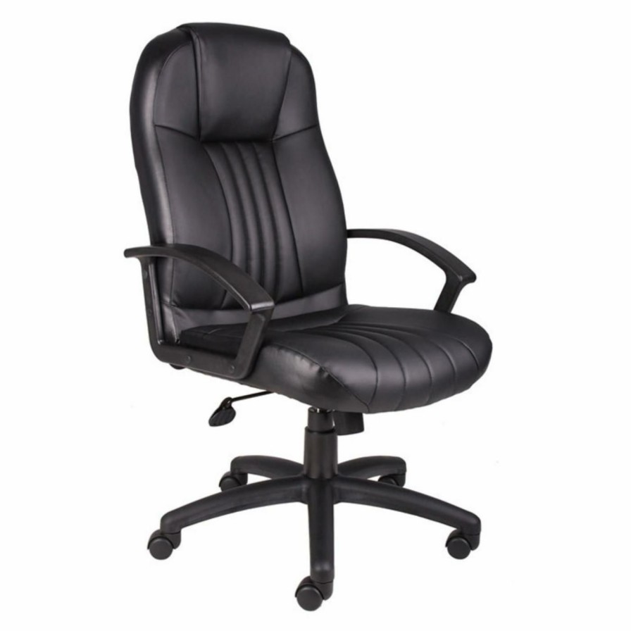 Office Chairs * | Coupon Executive Chairs Boss High Back Leatherplus Chair In Black Finish