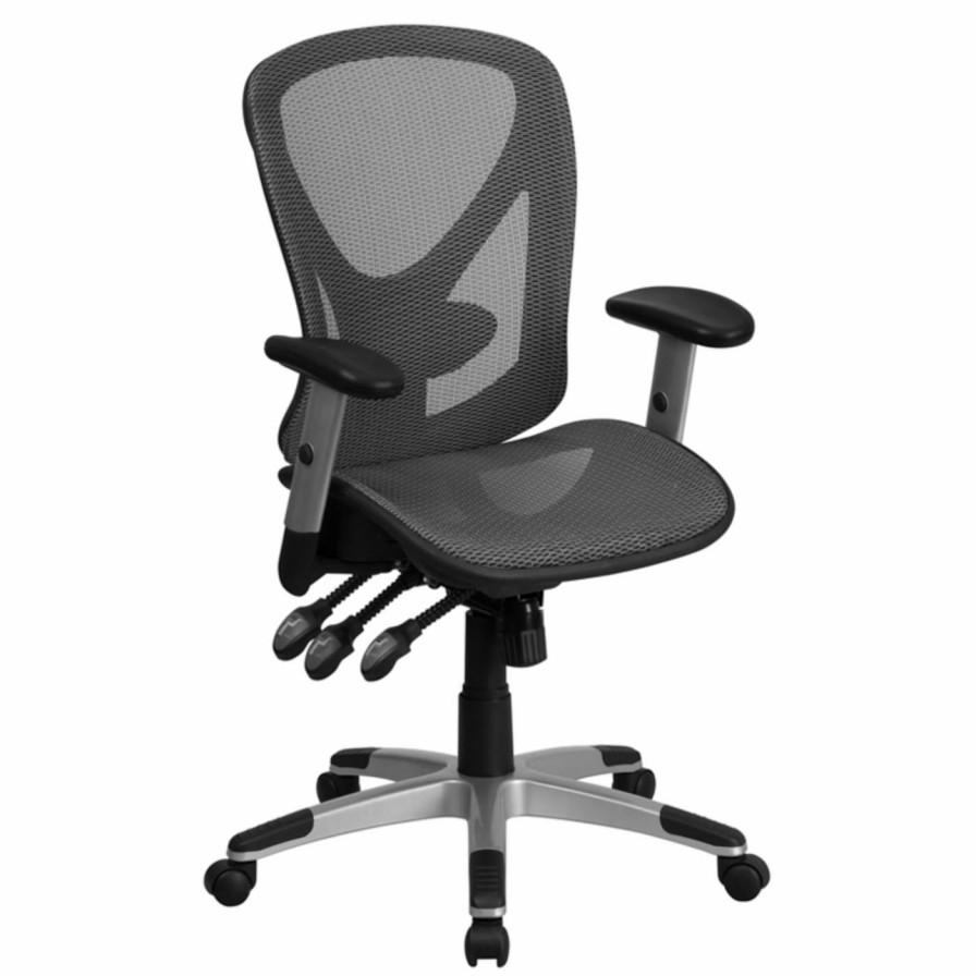 Task Chairs * | Deals Task Chairs Flash Furniture Mid-Back Mesh Executive Swivel Office Chair With Mesh Seat And Back And Triple Paddle Multi-Function Control