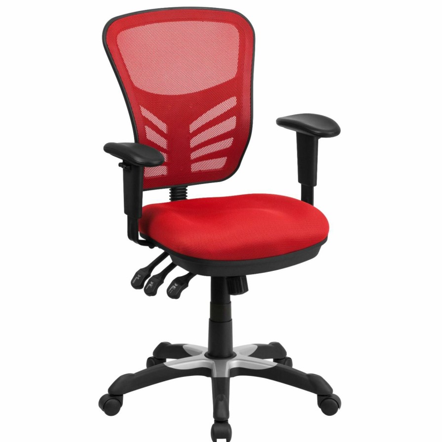 Task Chairs * | Coupon Task Chairs Flash Furniture Mid-Back Mesh Swivel Task Chair With Triple Paddle Control