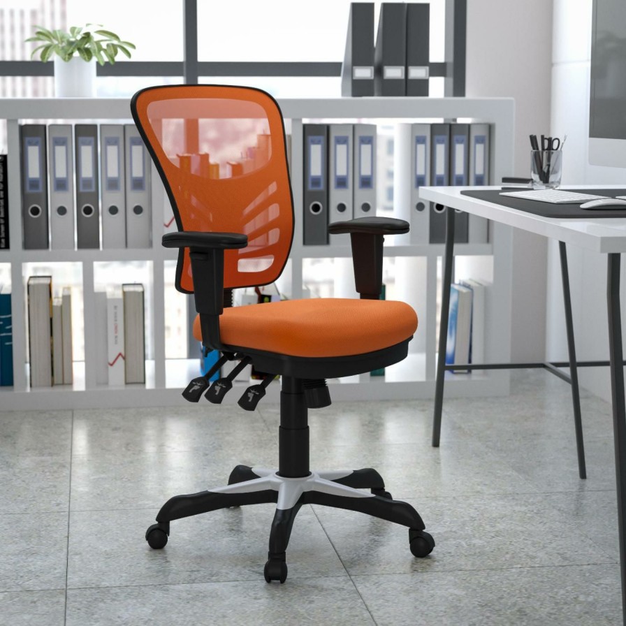 Task Chairs * | Coupon Task Chairs Flash Furniture Mid-Back Mesh Swivel Task Chair With Triple Paddle Control