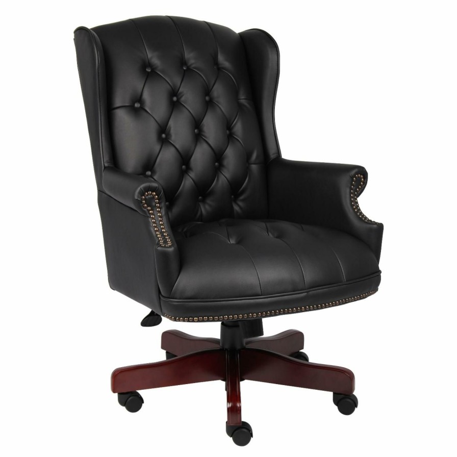 Office Chairs * | New Executive Chairs Boss Wingback Traditional Desk Chair