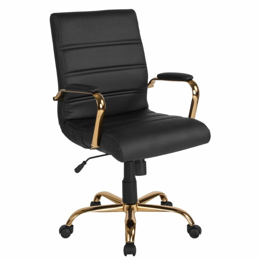 Task Chairs * | Promo Task Chairs Flash Furniture Mid-Back Swivel Armed Executive Desk Chair