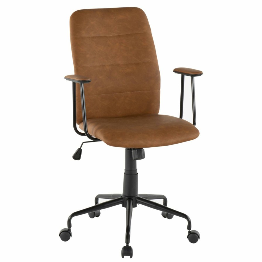 Task Chairs * | Hot Sale Task Chairs Lumisource Fredrick Adjustable Height Office Task Chair Black / Brown