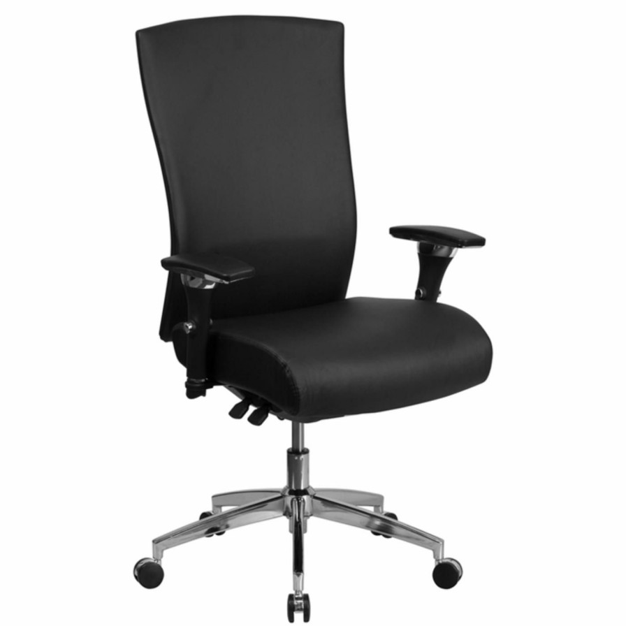 Task Chairs * | Best Pirce Task Chairs Flash Furniture Hercules Series High Back Leather Multi-Functional Executive Swivel Chair With Seat Slider