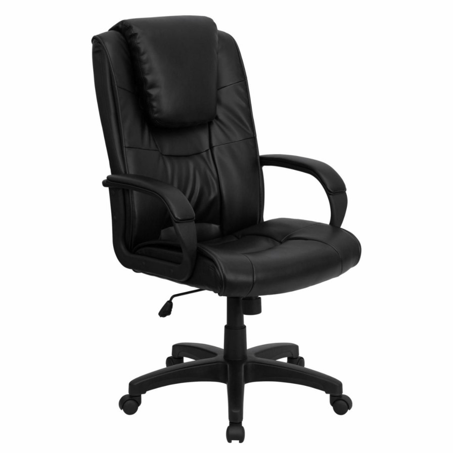 Office Chairs * | Best Reviews Of Executive Chairs Flash Furniture High Back Executive Office Chair 44-48H In. Black