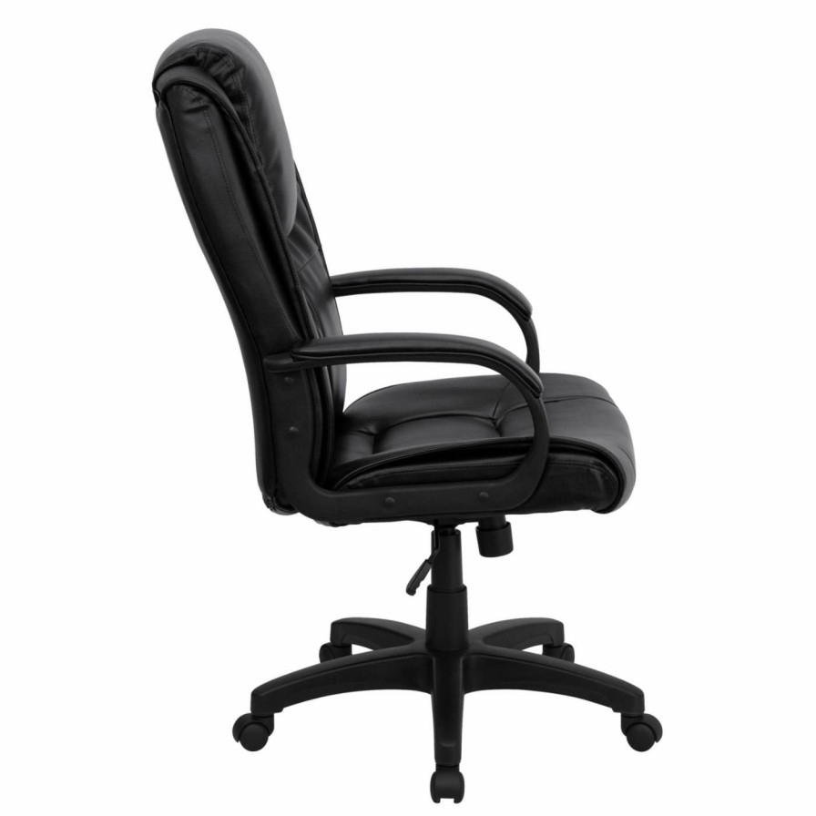 Office Chairs * | Best Reviews Of Executive Chairs Flash Furniture High Back Executive Office Chair 44-48H In. Black