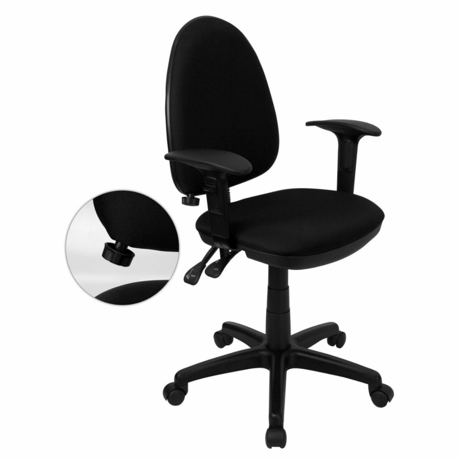 Task Chairs * | Best Pirce Task Chairs Flash Furniture Mid-Back Multi-Functional Task Chair With Adjustable Lumbar Support